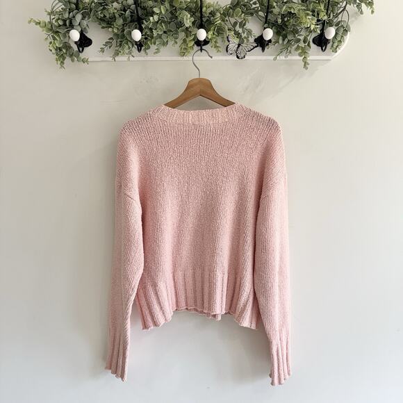 J. Crew Relaxed Crewneck Sweater Baby Pink Spring 24 Large KD preppy casual - Picture 4 of 4